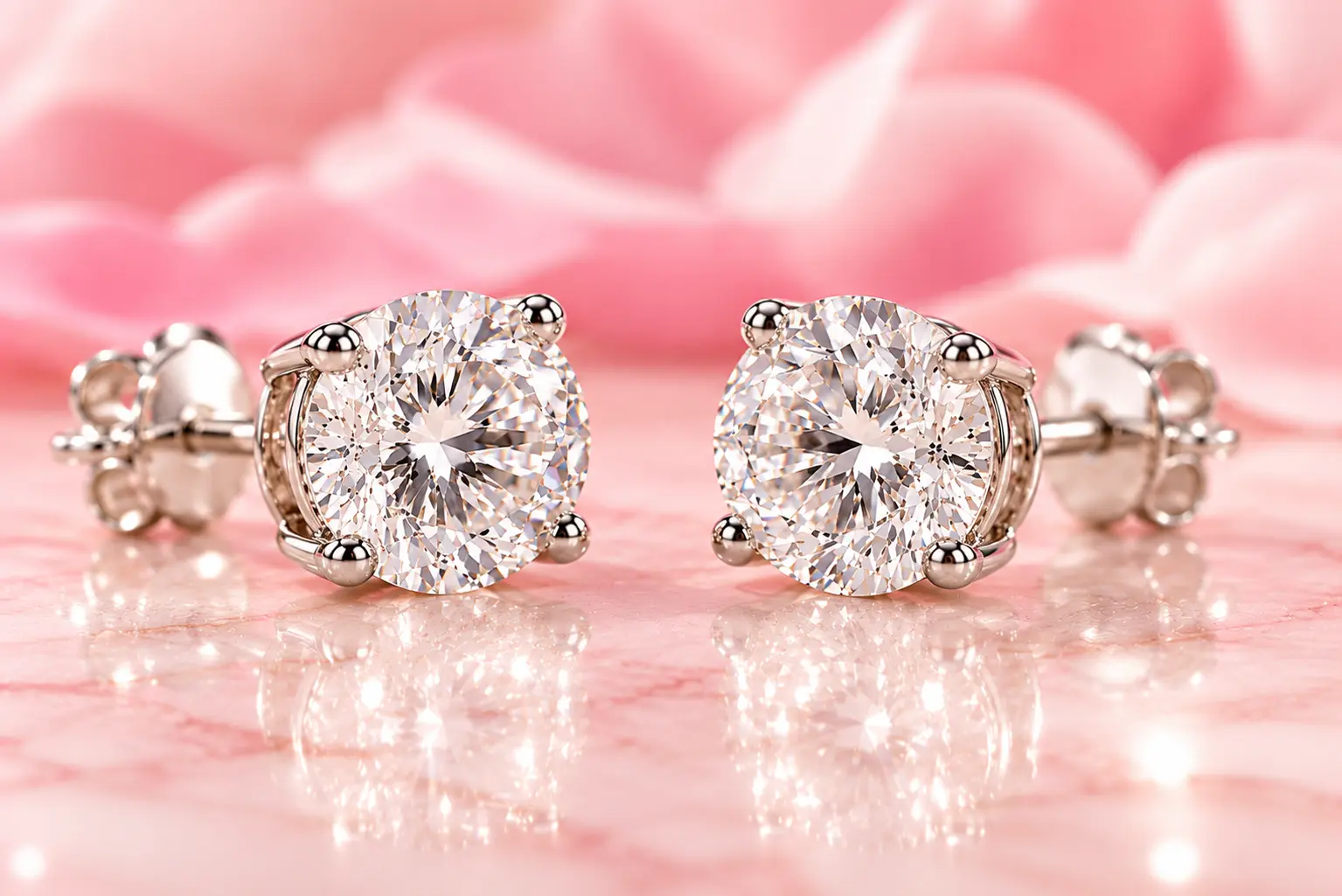 Round brilliant diamond stud earrings
