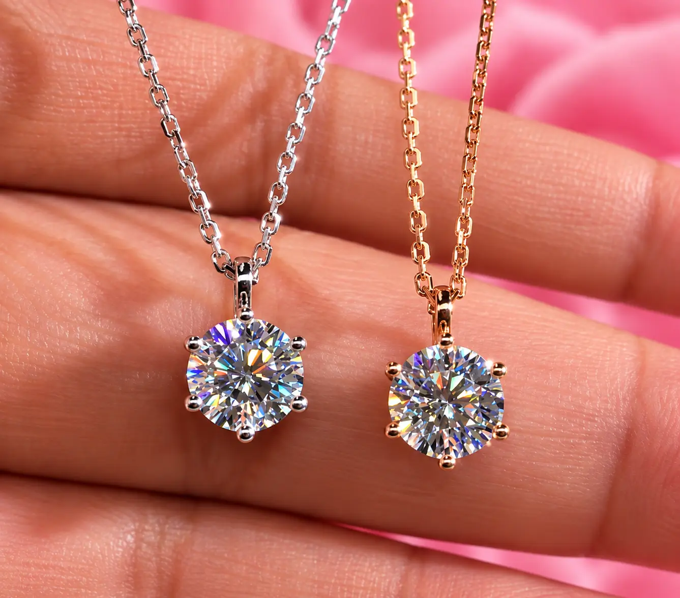 Two oval diamond engagement rings in platinum