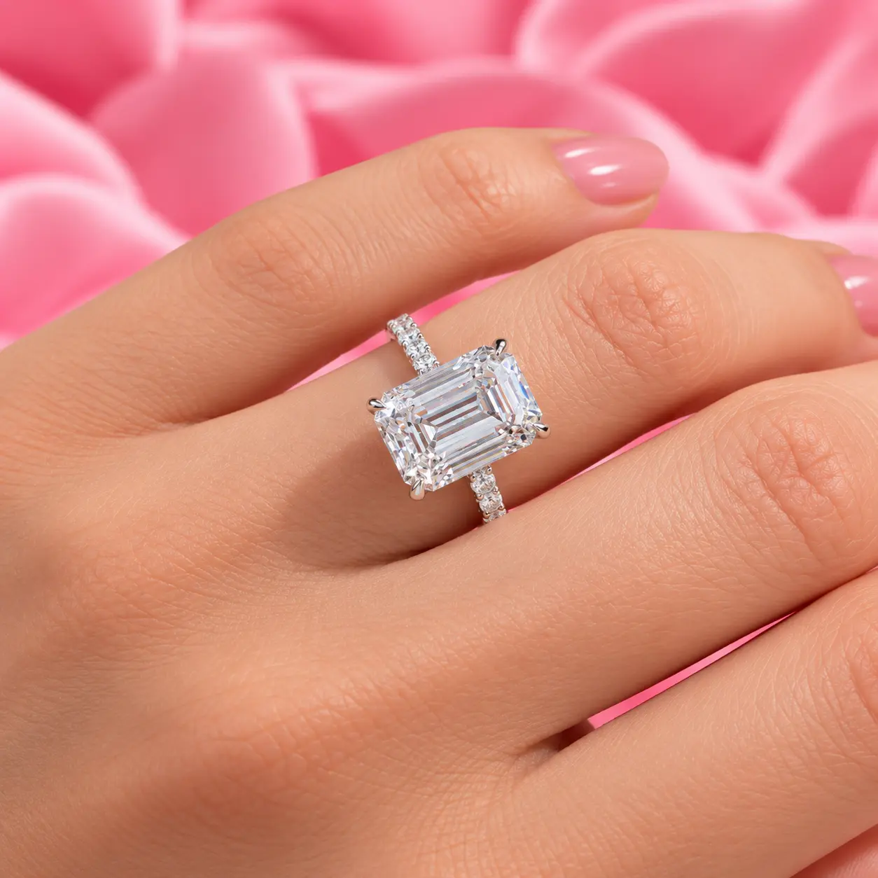 Emerald-cut diamond solitaire ring