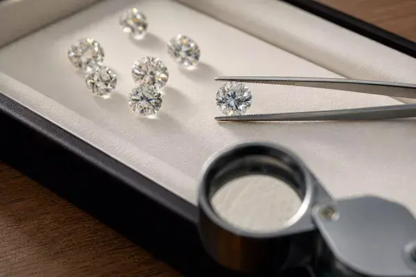 Diamond engagement rings in platinum settings