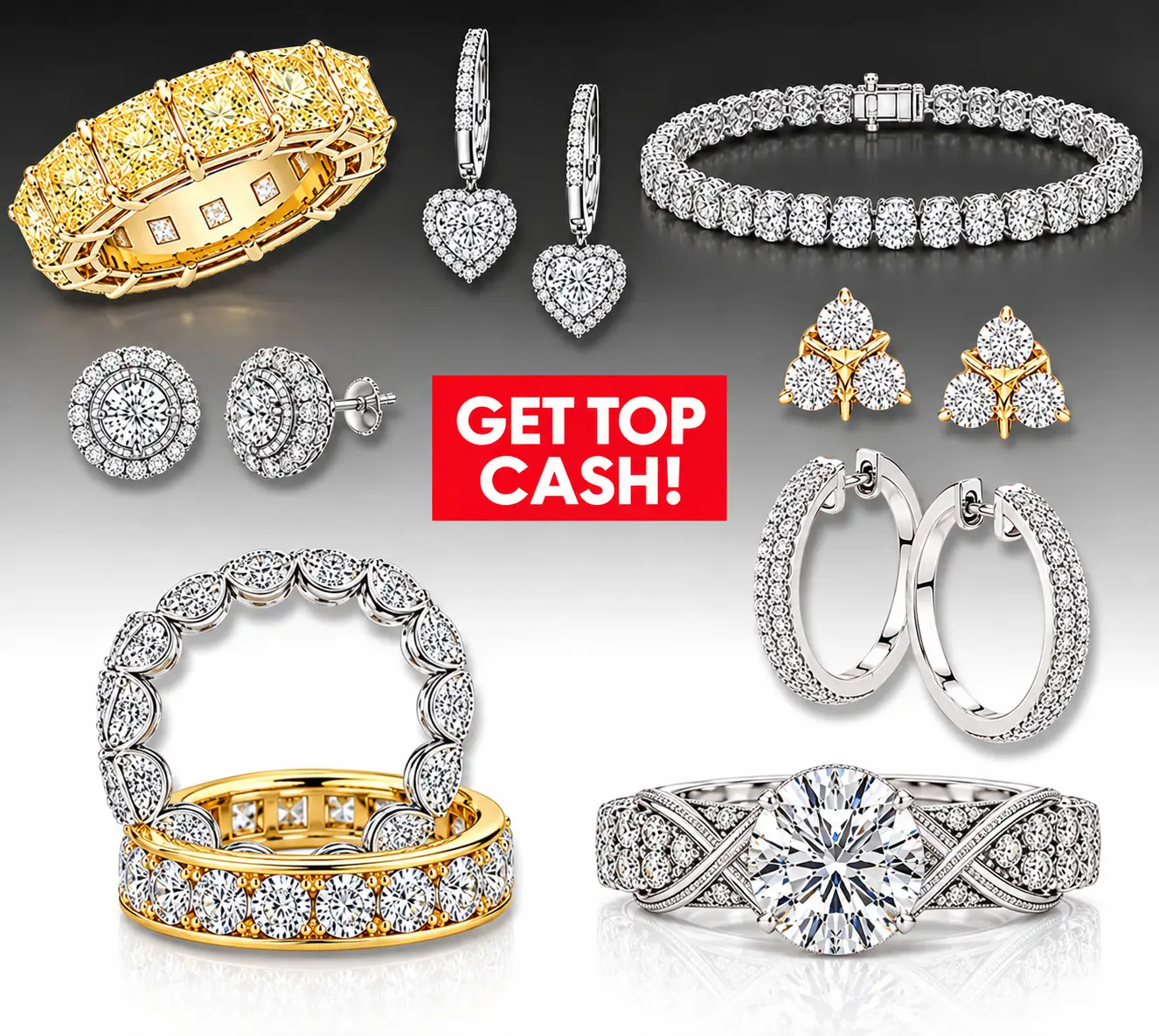 Diamond rings in a variety of shapes and sizes